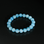 Bracelet artisanal de perles rondes 9-10mm en aigue-marine naturelle bleu ciel qualité 6A+.