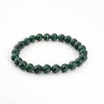 Bracelet de lithothérapie pour femme et homme en perles de malachite verte naturelle facettée 8 mm.