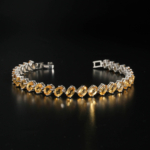 An authentic natural oval faceted yellow citrine gemstone 925 sterling silver tennis bracelet.[cite: 82]