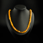 Genuine certified Baltic amber natural stone graduated cube bead adult necklace.