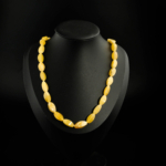 Genuine certified Baltic amber natural stone graduated marquise navette bead adult necklace.