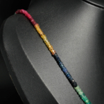 An authentic natural emerald, ruby and fancy sapphire gemstone faceted rondelle beads 925 silver necklace.[cite: 71]