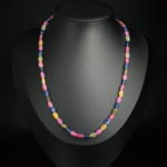 A luxurious 925 sterling silver adjustable choker necklace featuring faceted natural multicolor sapphire gemstones.