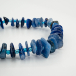 An authentic natural freeform nugget blue kyanite gemstone beaded stretch bracelet.