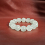 An authentic 5A+ gem grade natural light mint green fluorite gemstone big bead bracelet 16-17mm.