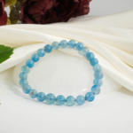 An authentic 6A+ gem grade natural sky blue aquamarine gemstone bead bracelet 7-8mm.