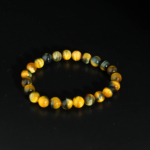 An authentic 7A+ gem grade natural chatoyant tiger eye and hawk eye gemstone bead bracelet 8-9mm.