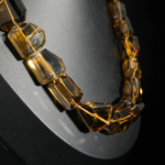 An authentic natural kundalini citrine gemstone faceted geometric chunky blocks 925 silver choker necklace.