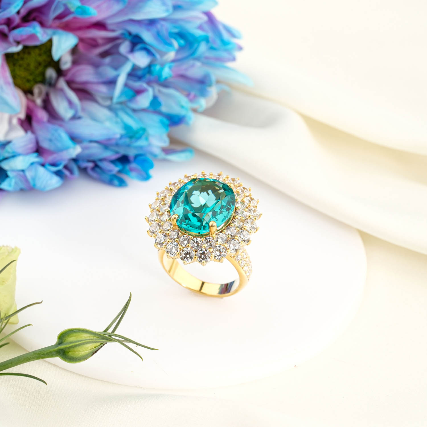paraiba-renk-topaz-dogal-tas-925-ayar-gumus-kadin-yuzuk-17ct Paraiba renk 17ct oval faset kesim orijinal topaz doğal taş 925 ayar gold gümüş kadın yüzük.
