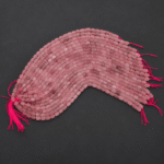 Açık pembe tonlu 8x10 mm hegzagonal kesim Pembe Kuvars doğal taş boncuk dizi