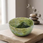 Orijinal yekpare doğal yeşim taşı el işçiliği dekoratif çanak kase 18x9cm 1346 gram.