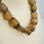 Ексклузивно дамско сребърно колие 925 с масивни геометрично фасетирани блокове от естествен кундалини цитрин.