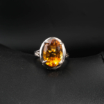 Bague élégante pour femme en argent massif 925 avec citrine jaune naturelle ovale 5,40ct.