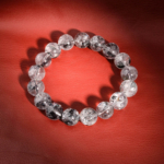 Bracelet élastique de perles rondes en diamant d'Herkimer naturel avec inclusions 12-13mm