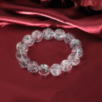 Bracelet élastique de perles rondes en diamant d'Herkimer naturel 14-15mm
