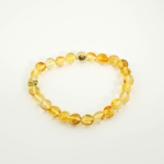 Bracelet élastique pour adulte en véritable ambre jaune citron translucide de la Baltique certifié