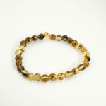 Bracelet élastique pour adulte en véritable ambre vert mousse de la Baltique certifié perles rondes[
