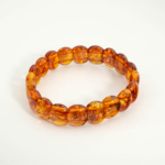 Bracelet unisexe élégant en ambre véritable certifié perles ovales bombées style rolex 10 grammes