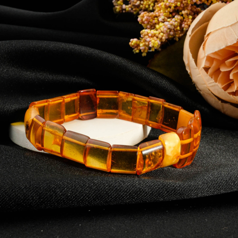 Genuine certified Baltic amber natural stone rolex style curved link adult bracelet 11g