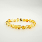 Genuine certified Baltic amber natural stone translucent lemon yellow round bead adult bracelet