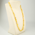 Collier pour adulte en véritable ambre jaune pastel de la Baltique certifié forme olive plate