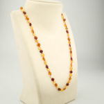 Collier pour adulte en véritable ambre multicolore de la Baltique certifié perles baroques fines 54-59cm