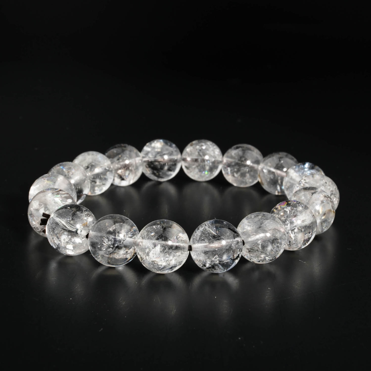 Klassisches unisex Perlenarmband mit echten Herkimer-Diamant Kugeln 11-12mm