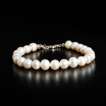 Hochwertiges Damen Perlenarmband aus echten weißen Ozeanperlen 8-9 mm mit 925 Silber Federringverschluss