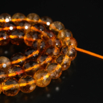 Fil de perles rondes facettées en citrine naturelle jaune de qualité supérieure 8A+ 6-7mm