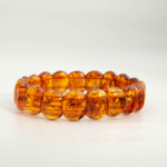 Certified genuine natural honey cognac amber oval rolex link design stretch unisex bracelet 10g