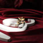 Genuine natural citrine diopside and ruby gemstone branch design 925 sterling silver artisan statement ring.