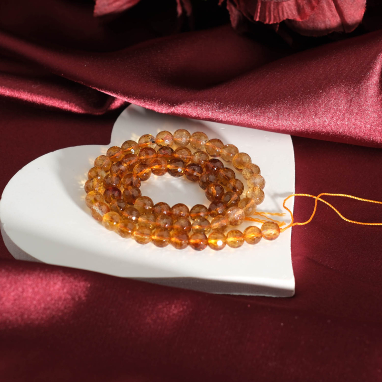 High grade 8A+ genuine natural yellow citrine faceted round gemstone beads strand 6-7mm