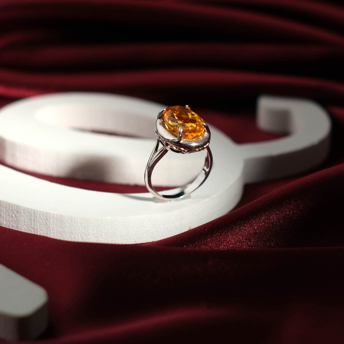 Genuine natural golden citrine oval faceted gemstone 925 sterling silver solitaire ring 5.40ct.