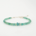 Genuine natural green emerald faceted rondelle graduated beads 925 sterling silver bracelet
