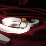 Genuine natural heart cut citrine and red garnet halo 925 sterling silver artisan women ring 7.05ct.