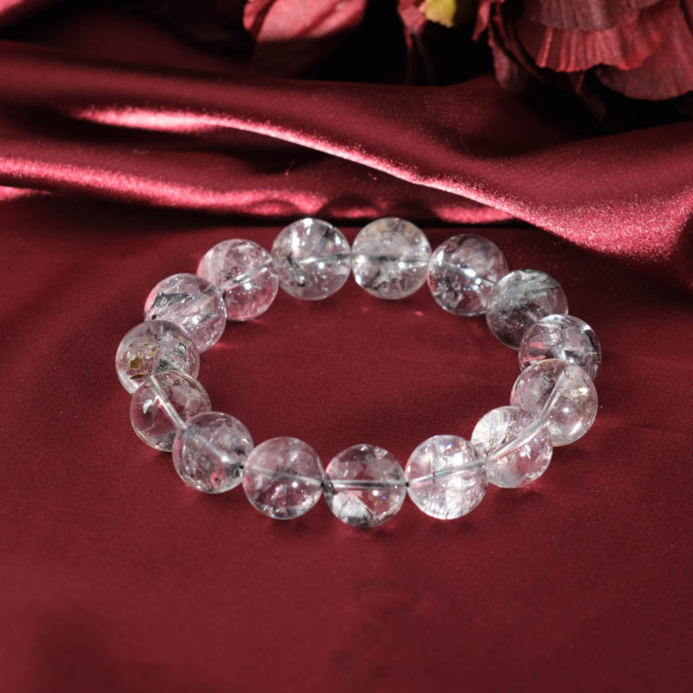 Genuine natural Herkimer diamond clear quartz round beads unisex bracelet 14-15mm