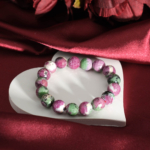 Genuine natural ruby in zoisite faceted round gemstone beads stretch unisex bracelet 11-12mm