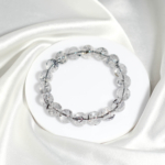 Orijinal doğal Herkimer elması küre habbe elastik unisex bileklik 11-12mm