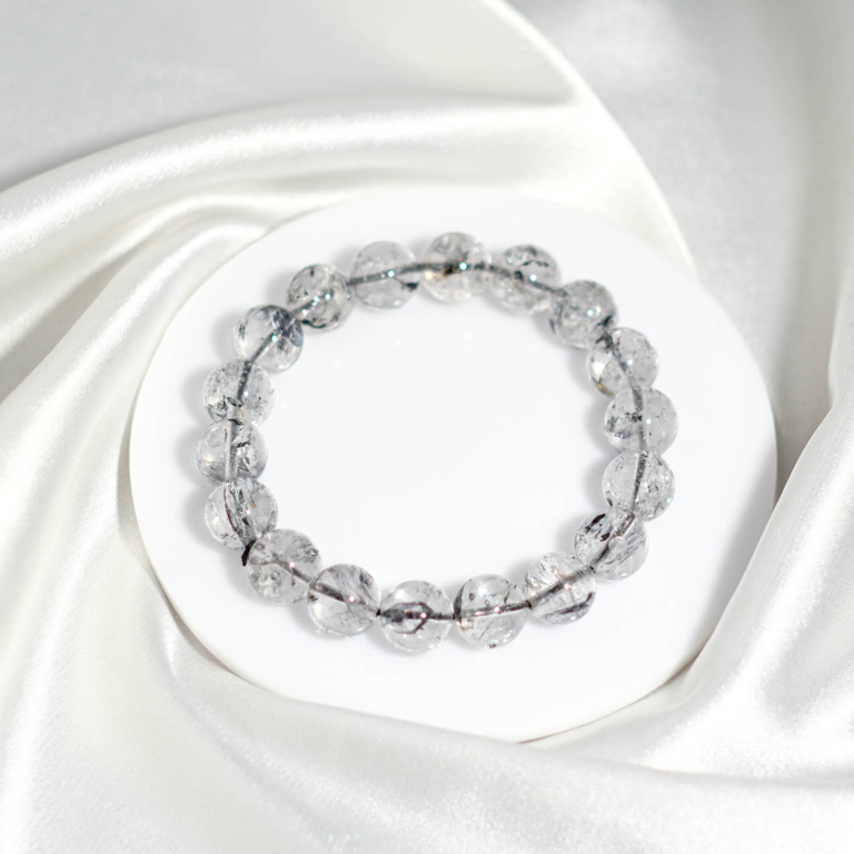 Orijinal doğal Herkimer elması küre habbe elastik unisex bileklik 11-12mm