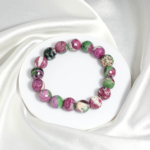 5A+ kalite orijinal doğal ruby zoisit yakutlu zoisit faset kesim elastik unisex bileklik 11-12mm