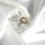 Orijinal doğal sitrin ve garnet taşlı fasetli kalp kesim 925 ayar gümüş tasarım kadın yüzük 7,05ct.